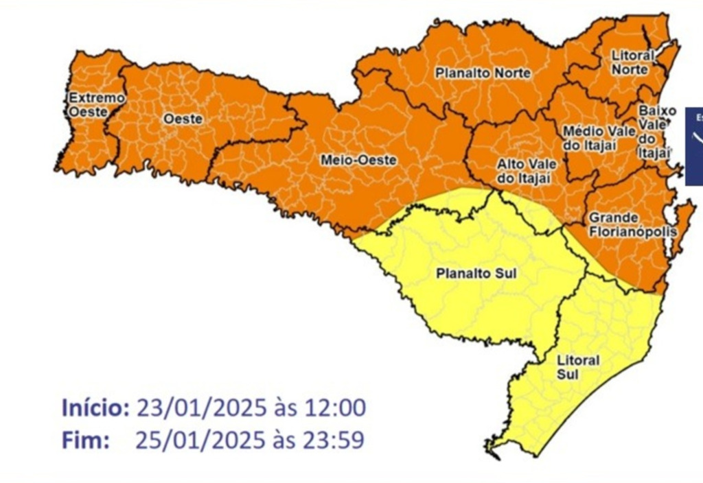 Defesa Civil alerta para temporais e chuvas intensas em Santa Catarina