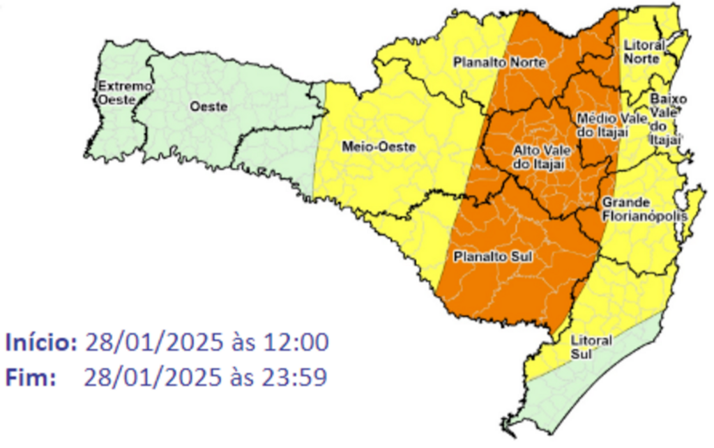 Defesa Civil emite alerta para temporais nesta terça-feira